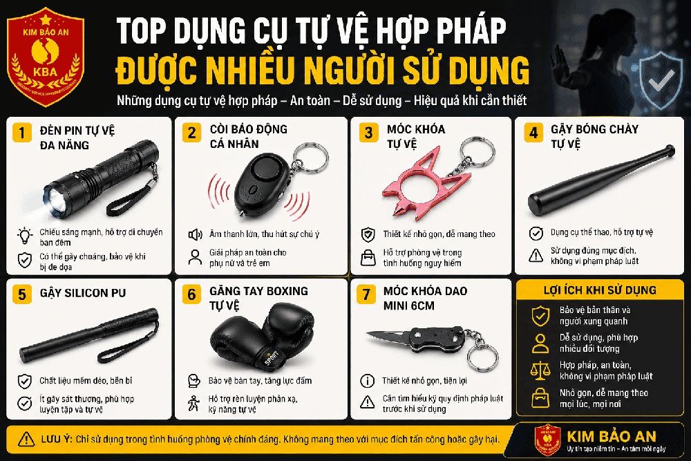 Top dụng cụ tự vệ hợp pháp được nhiều người sử dụng tại Việt Nam