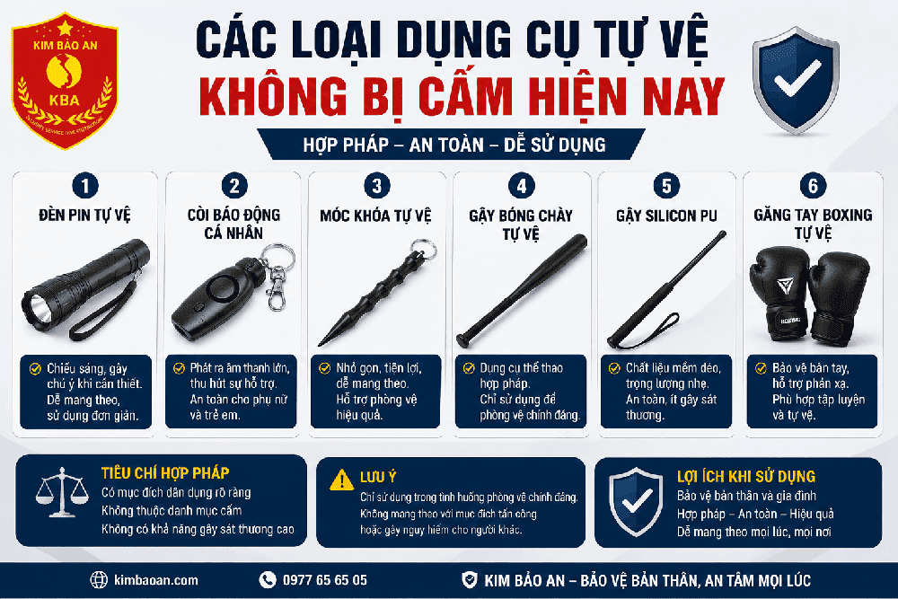 Các loại dụng cụ tự vệ không bị cấm hiện nay tại Việt Nam
